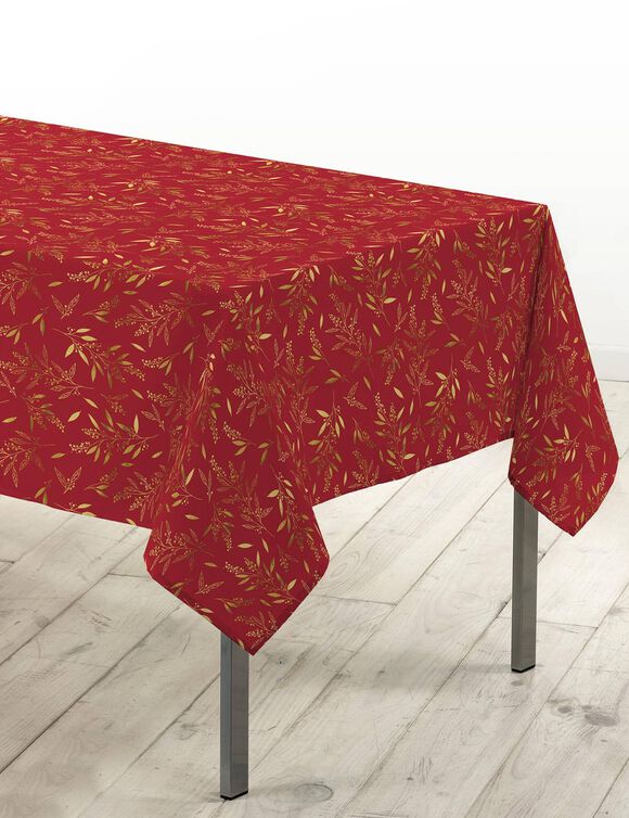 Nappe motif végétal métallisé (rouge / doré)