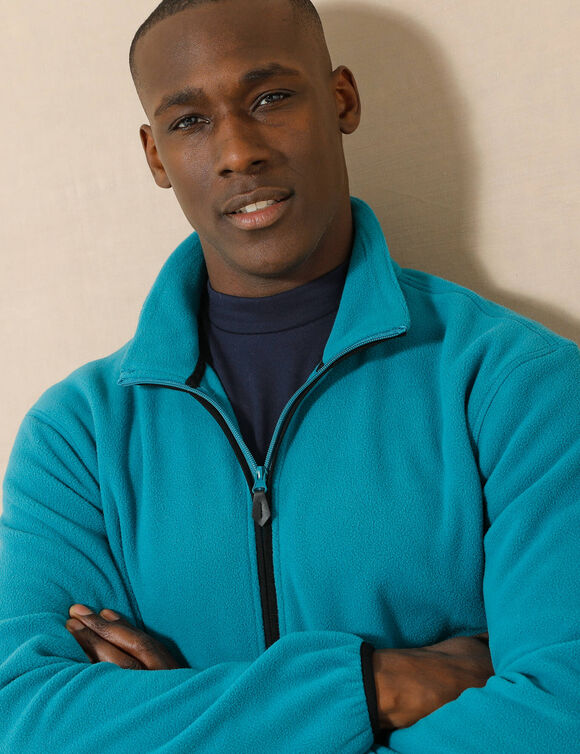 Blouson zippé maille micropolaire (bleu canard)