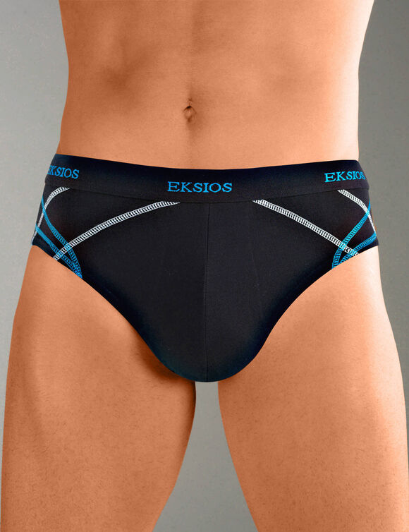 Slip fermé élastiqué surpiqué taille confort - lot de 6 (noir + gris)