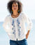 Geborduurde bloes, 3/4-mouwen (ecru / blauw)