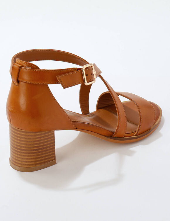 Leren sandalen met hak (bruin)