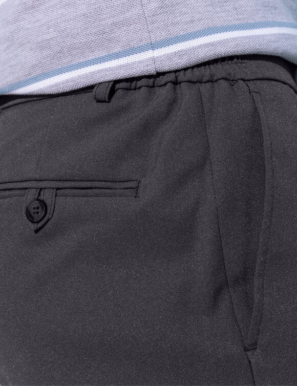Pantalon taille &eacute;lastiqu&eacute;e &agrave; pinces - polyester (gris anthracite)