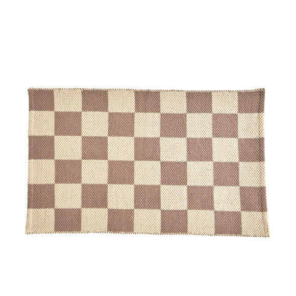Tapis décoratif motif damier (taupe / sable)