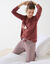 Pyjama pantalon "canards" et vichy en coton-flanelle + chouchou assorti (chocolat / écru)