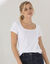 T-shirt col carr&eacute;, manches courtes (blanc)