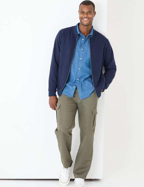 Effen sweater in bomberstijl, rits van onder tot boven (marine)