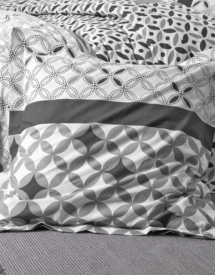 Bedlinnen Marlox in katoen met geometrische motieven (grijs / CARBONGRIJS)