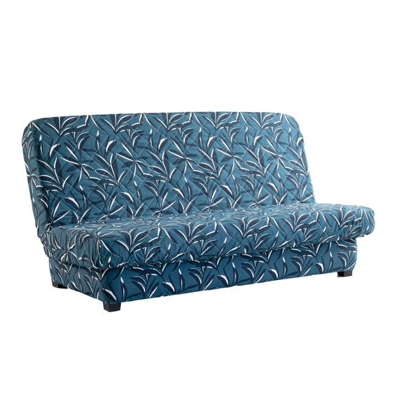 Matelasserde hoes voor clic-clac met bladerenprint (blauw)