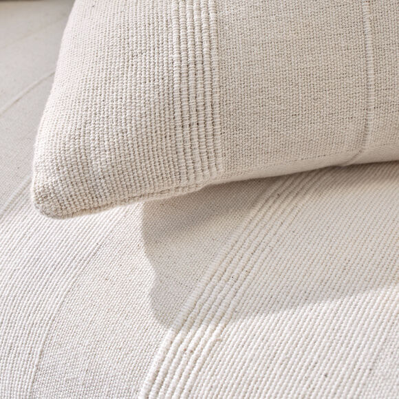 Housse coussin unie coton tissage artisanal - lot de 2 (&eacute;cru)