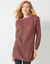 Pull tunique boutonné, toucher doux (chocolat)