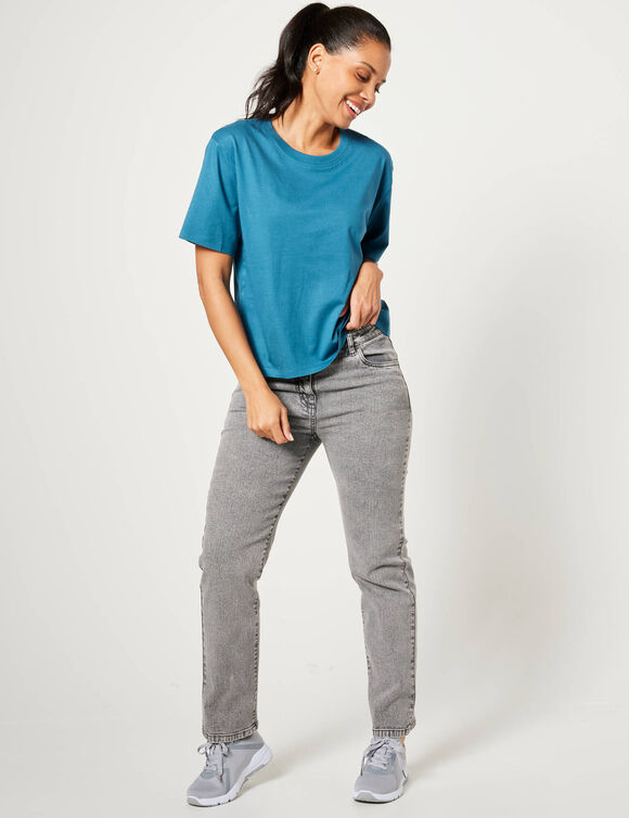 T-shirt boîte manches coudes (bleu canard)