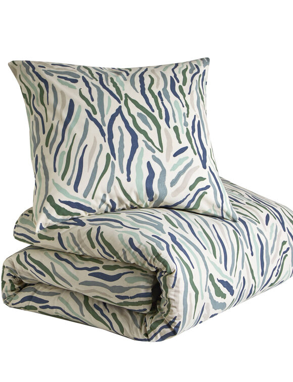 Parure de lit taie(s) + housse de couette Manu imprimée géométrique en coton (sable)