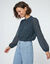 Voileblouse met knoopsplit in de mouwen (indigo)