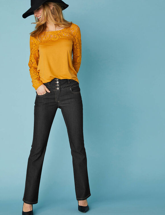 Jean boocut taille haute - petite stature (black)