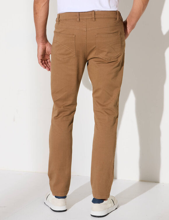 Pantalon droit 5 poches élastiqué côtés - L30 (marron clair)