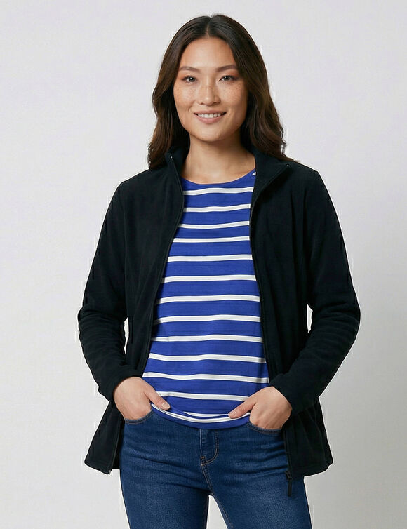 Veste zipp&eacute;e maille polaire, manches longues (noir)