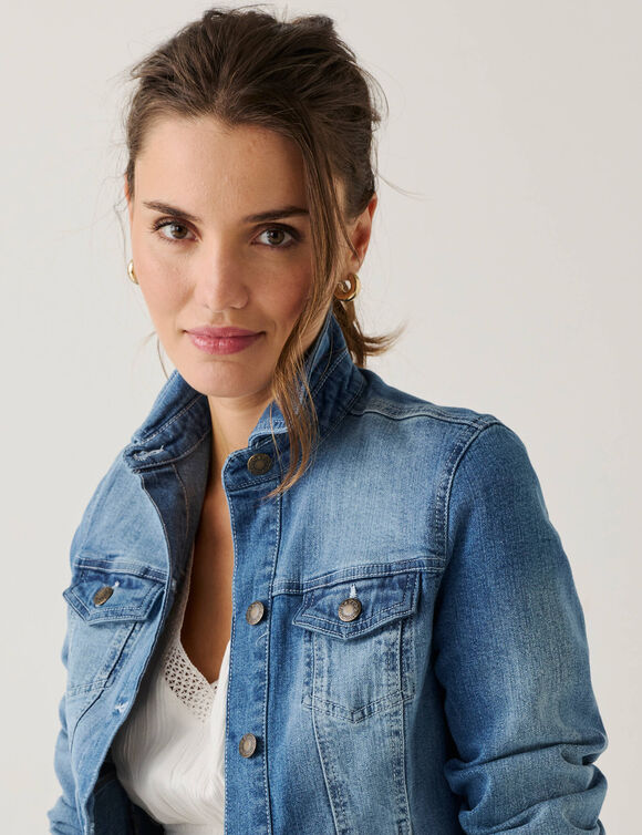 Veste brod&eacute;e en jean (bleached)