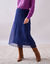 Effen rok in plissévoile, gerecycleerd polyester(1) - grote lengte (indigo)