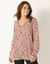 Tuniek met minimalistische print, crêpe (ecru / steenrood)