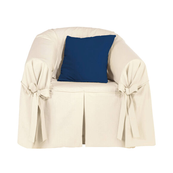 Housse bachette coton uni nouettes fauteuil canap&eacute;s (&eacute;cru)