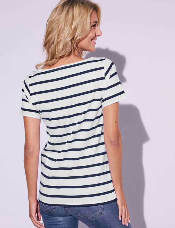 T-shirt marinière manches courtes (blanc / marine)