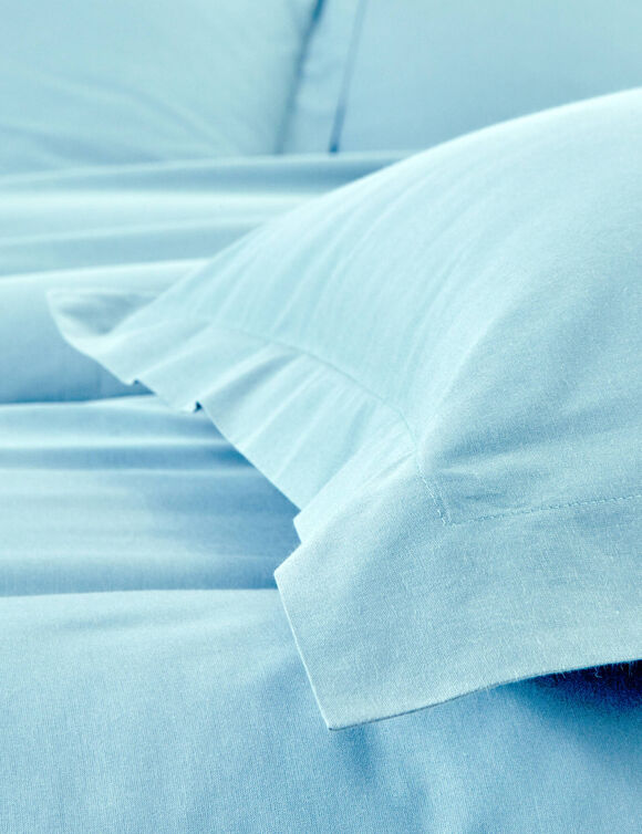 Linge de lit uni - coton bio** (bleu grisé)