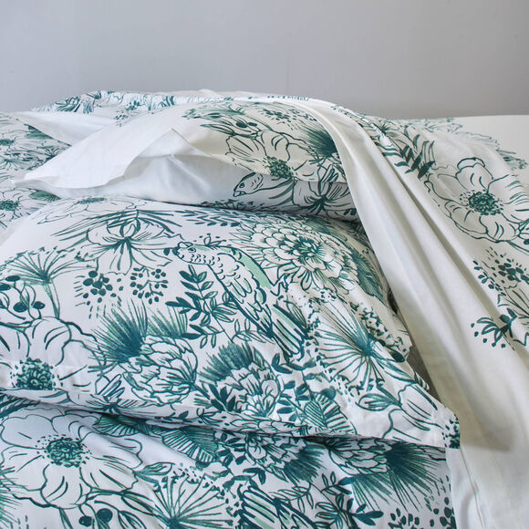 Bedlinnen Lydia, in bedrukt katoen (groen)