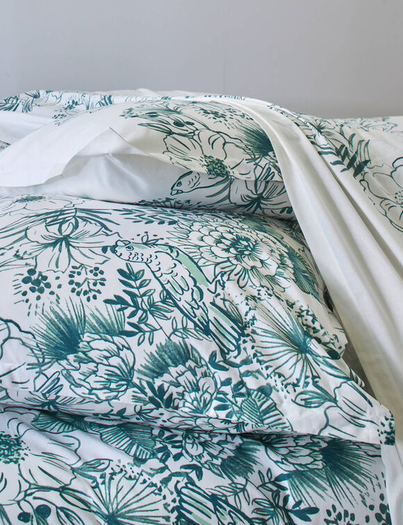 Linge de lit Lydia en coton imprim&eacute; (vert)
