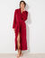 Peignoir in fleece met pluchetouch - 130 cm lang, lange mouwen (kersenrood)