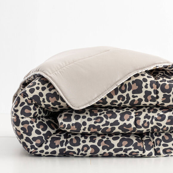 Dekbed in microvezel met luipaardprint 400g/m2 (beige / zwart)