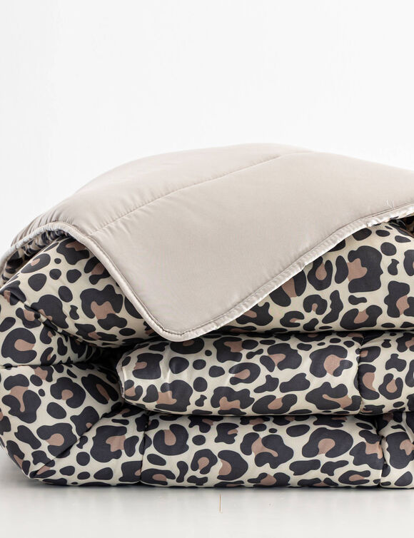 Couette microfibre imprimé léopard 400 g/m² (beige / noir)