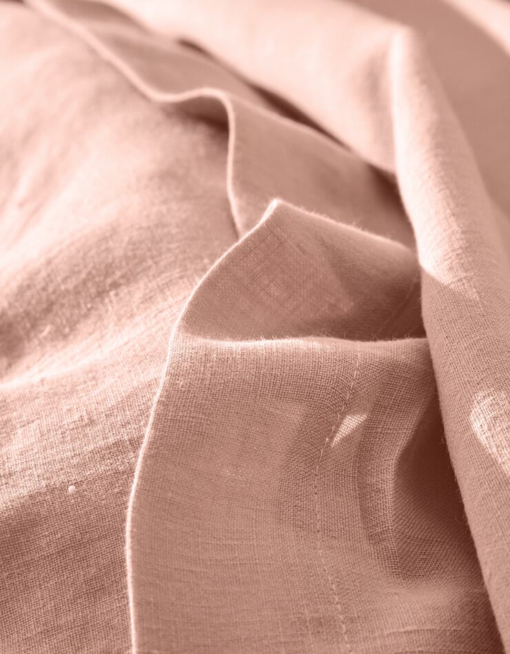Linge de lit uni lin lavé (rose)