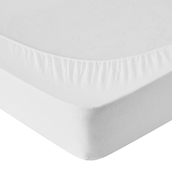 Matrasbeschermer in absorberend molton 400 g/m2, hoes 30 cm (wit)