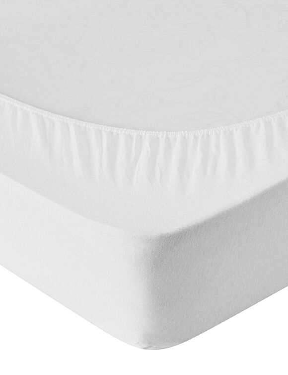 Matrasbeschermer in absorberend molton 400 g/m2, hoes 30 cm (wit)