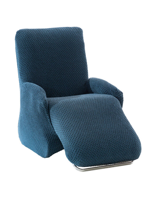 Housse textur&eacute;e bi-extensible sp&eacute;ciale fauteuil relax (bleu)