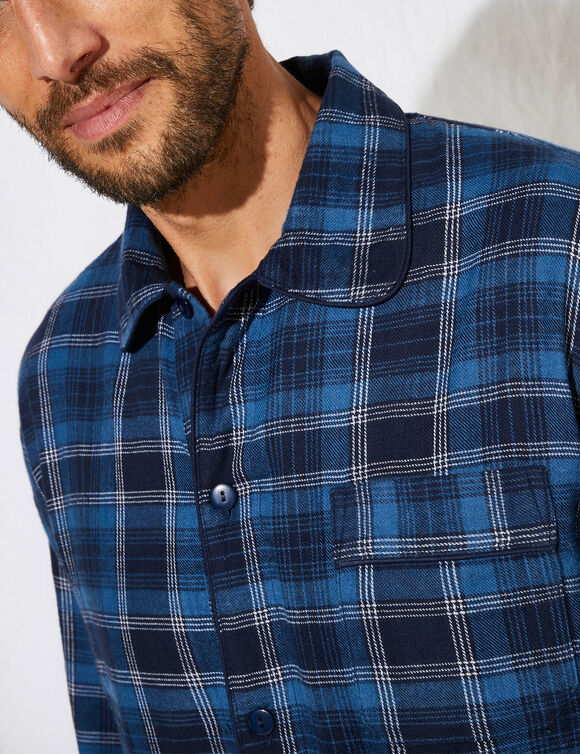 Liquette pyjama flanelle carreaux (bleu)