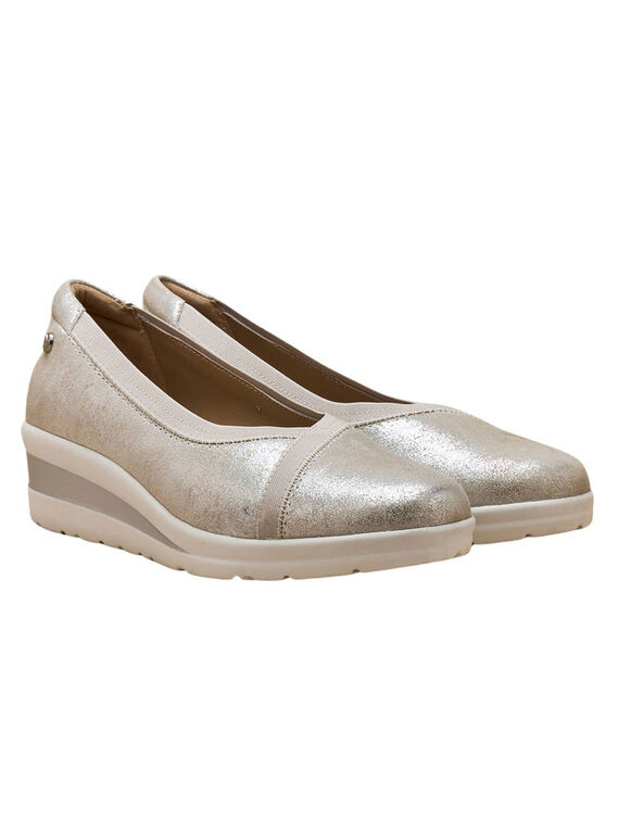 Ballerines compensées grande largeur (argenté)