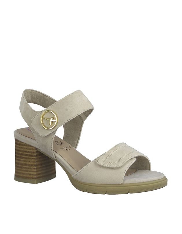 Sandalen met scratchriempje en hak (beige)