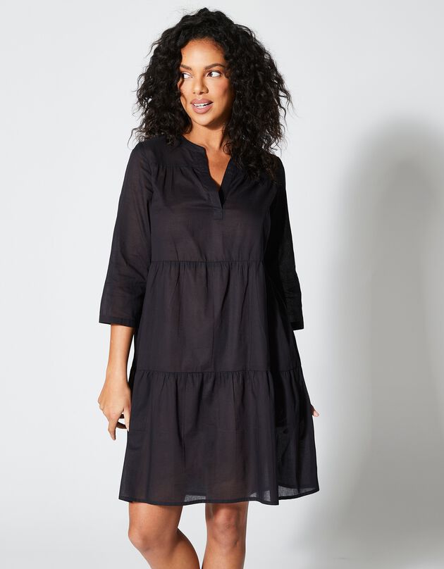 Robe courte volantée unie  (noir)