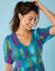 Robe courte Spécial Petites, voile imprimé (vert canard / miel)