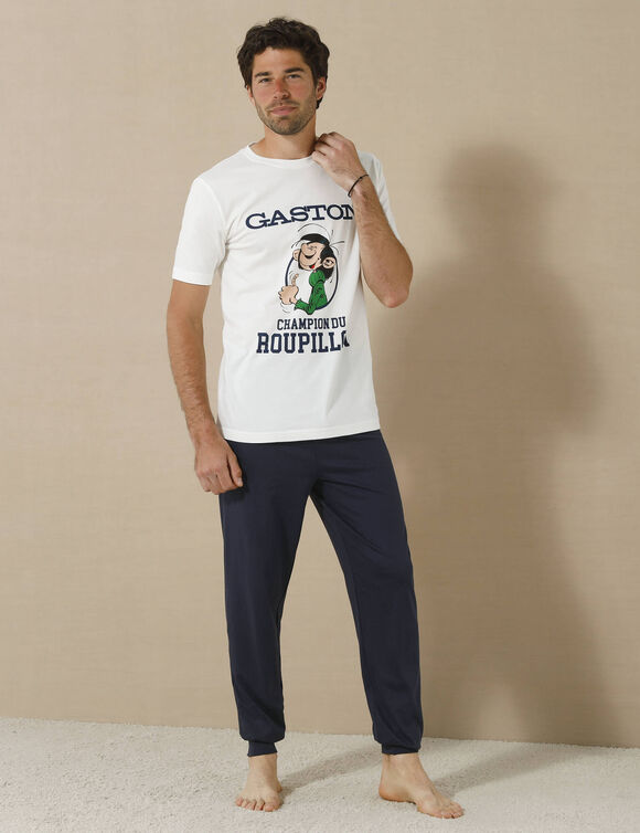 Pyjama met ronde hals, Gaston Lagaffe® (ecru / marine)