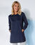 Lange sweater in geruwd molton (marine)