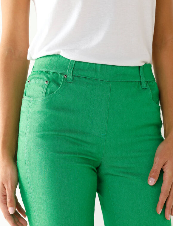 Pantalon stretch coutures affinantes (vert menthe)