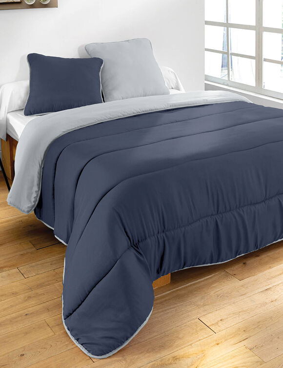 Tweekleurig dekbed in microvezel 500 g/m2 (grijs / antraciet)