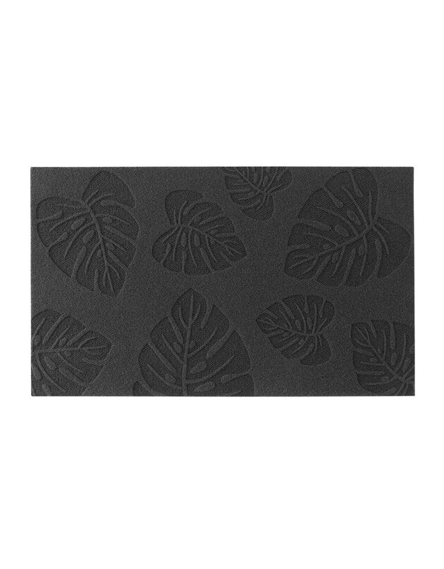 Stofwerende mat met bladerenmotief in reliëf (zwart)