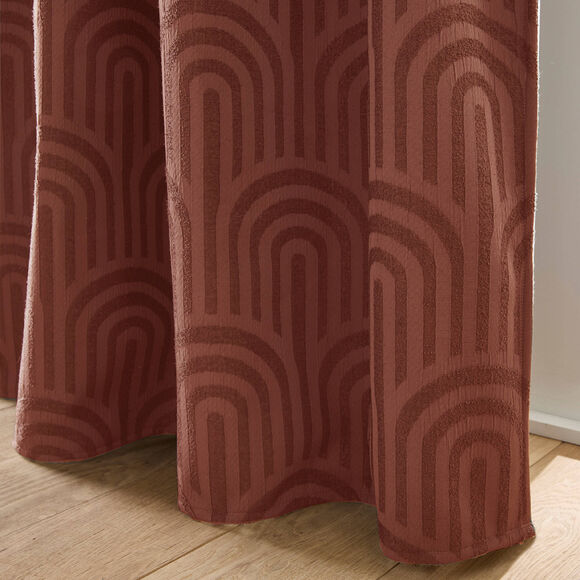 Thermisch verduisterend jacquardgordijn, met bogenmotief (terracotta)