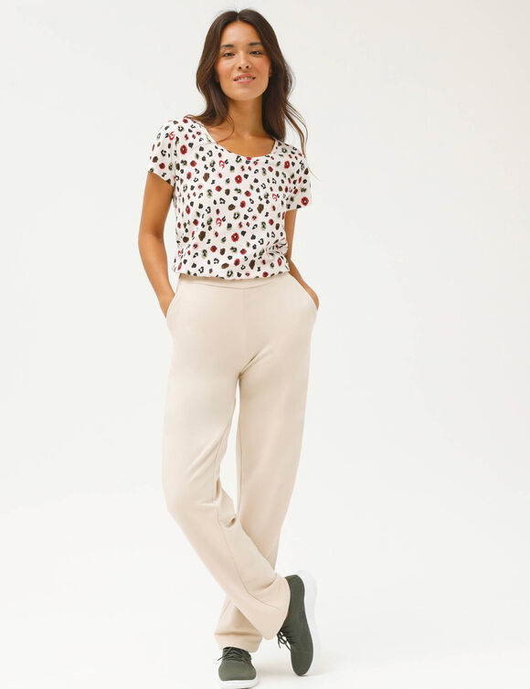 Tee-shirt manches courtes, imprim&eacute; peau de b&ecirc;te (&eacute;cru / kaki)