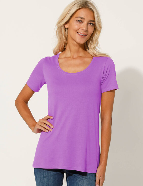 Effen T-shirt in biokatoen met ronde hals, eco-verantwoord (violine)