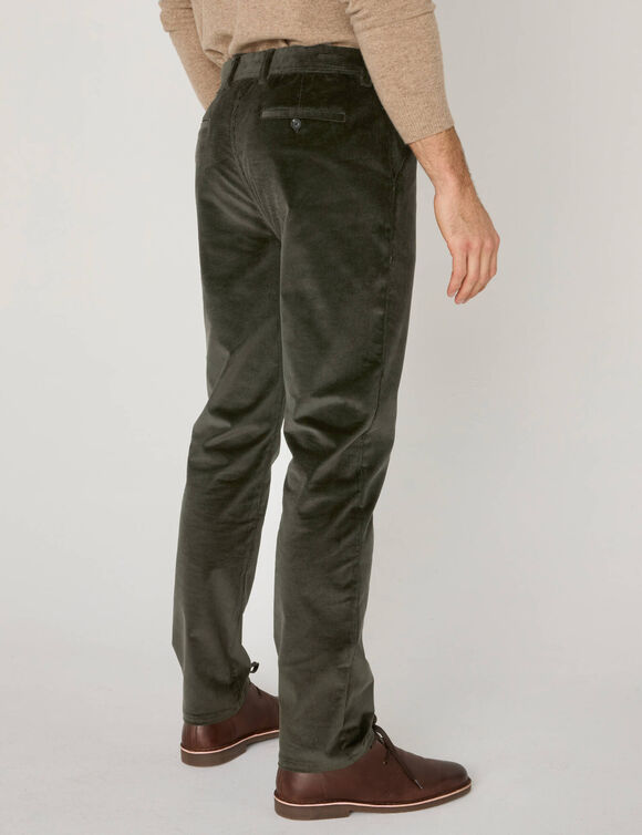 Pantalon chino velours fines c&ocirc;tes  (vert gris&eacute;)