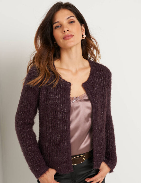 Paletotvest in zacht fantasietricot (marron glacé)
